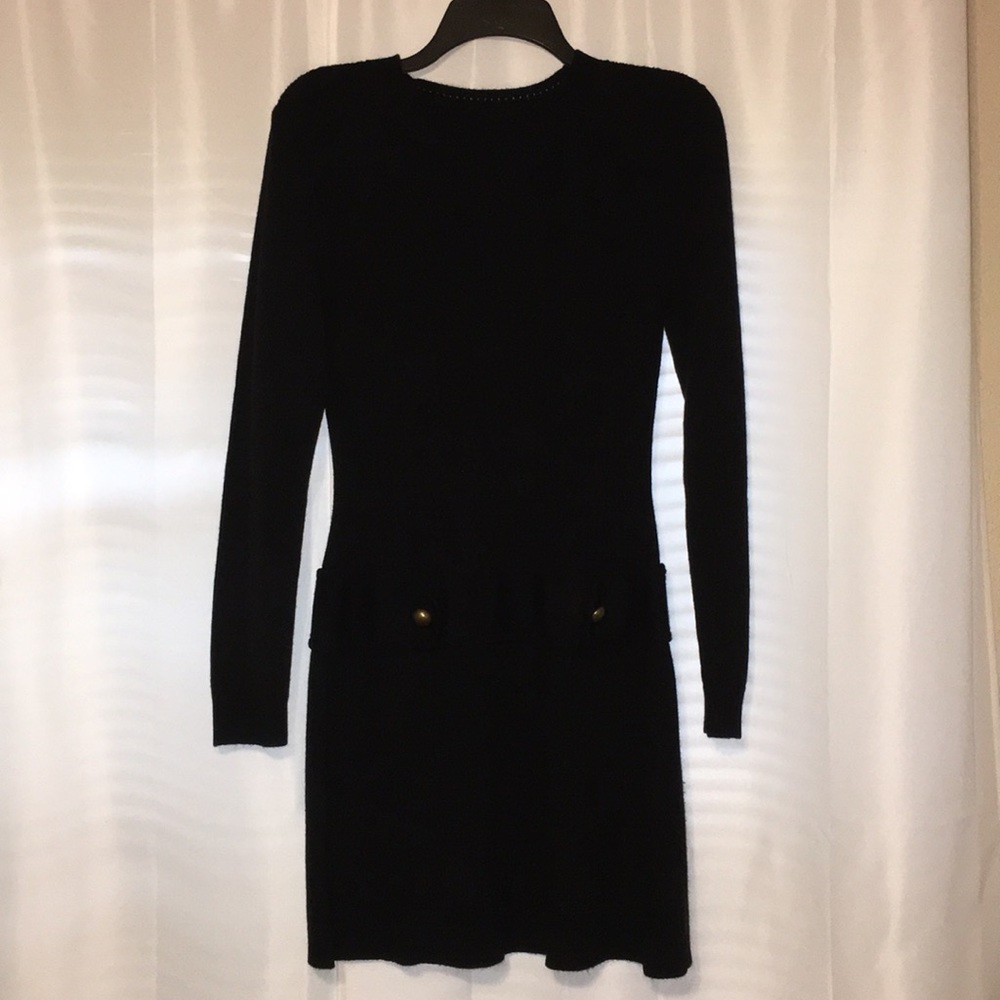 Short, black, winter dress.